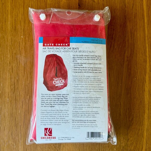 GATE CHECK Air Travel Bag For Baby Car Seats 34" x 18" x 18" JL Childress NEW - Picture 2 of 3